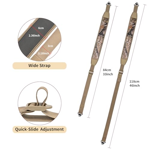 SPG Crossbow Strap Fits Most Model - Adjustable Crossbow Shoulder Sling Non-Slip Pad Crossbow Sling Two Points Shoulder Strap with Heavy Duty Webbing for Crossbow Hunting Accessories (Khaki Camo)