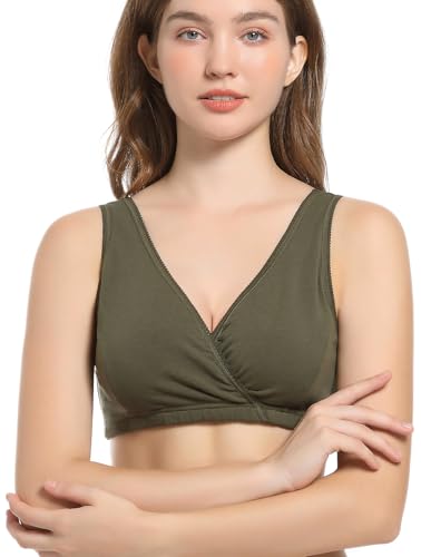 Image of CAKYE 3 Pack Maternity Nursing Sleep Bra Breastfeeding Cotton Bralette