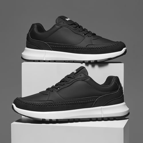 SMILIN Men's Casual Dress Sneakers, Non Slip Wide Walking Sneakers for Daily Comfort, Vegan Leather Tennis Shoes for Men2