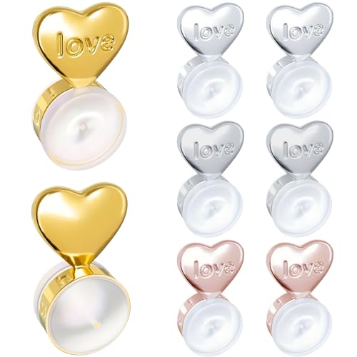 4 Pares Tuercas Hipoalergenicas Cierres Elevadores De Pendientes Para Lobulos Caidos O Rasgados, Sujeta y Levanta Pendientes, Cierre Elevador En Oro, Plata y Oro Rosa