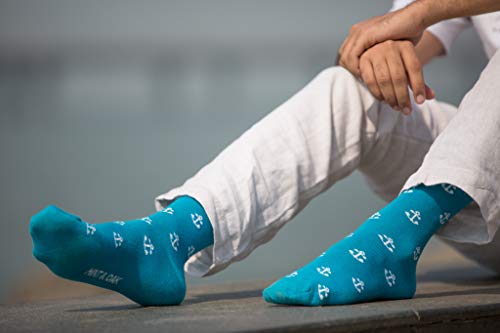 Image of Mint & Oak Printed Crew Socks For Men, Soft Cotton Calf Length Socks, Colorful Sock Gift For Men, Anti-Microbial & Odour Free, Funky Socks - Gift Box of 3