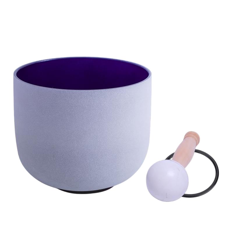 ENERGYSOUND 432Hz Perfect Pitch A Note Third Eye Chakra Indigo Frosted Quartz Crystal Singing Bowl 8 inch mallet and o-ring included