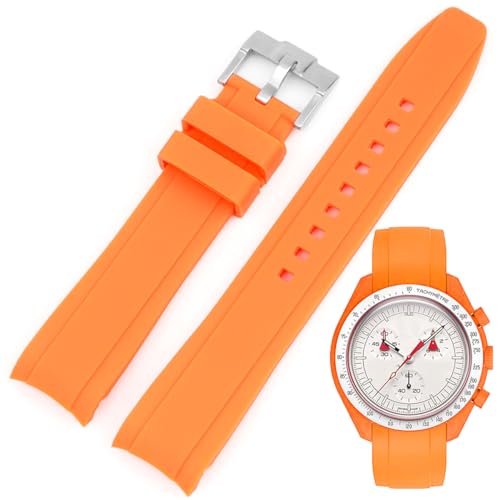 Image of Bands for MoonSwatch Watch,Curved end No Gap,Premium Silicone Rubber Watch Strap for Omega X Swatch Moonswatch Speedmaster /Rolex /SEIKO 20mm 22mm Watch Strap Replacement Band for Men Women