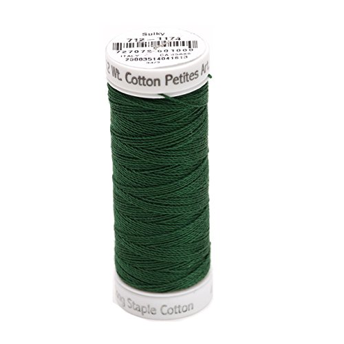 Hilo de algodón Sulky 12wt 2 capas verde pino 50 yd miniatura 1