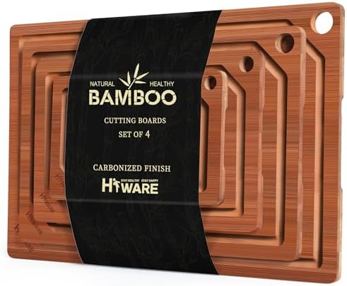 Hiware 4 Pieces Extra Large Wooden Cutting Boards Set- Bamboo Cut...