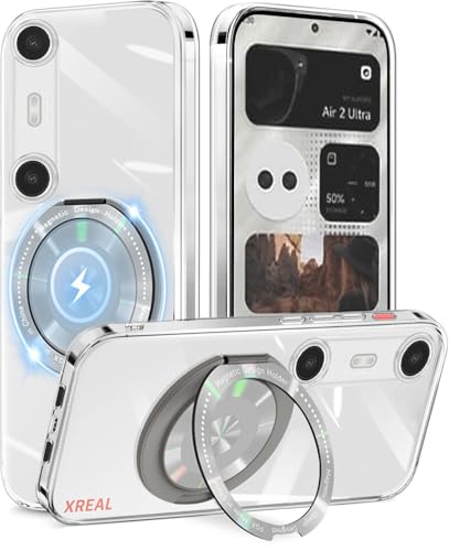 Cexitesuo For XREAL Beam Pro �P�[�X �N���A �����O�t�� 360°��]�X�^���h �ϏՌ� XREAL BeamPro �J�o�[ ���^ �y�� �l�C xreal beam pro �X�}�z�P�[�X ���� TPU �ԍڃz���_�[�Ή� (�N���A)