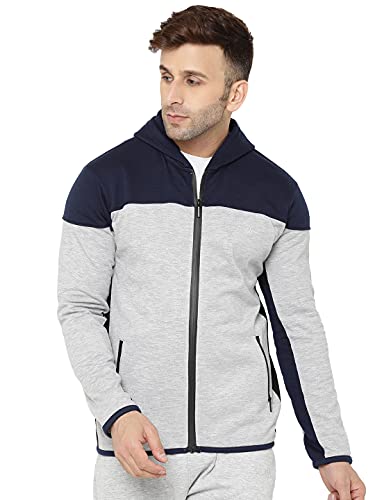 Image of CHKOKKO Fleece Men Winter Sports Gym Track Zipper Stylish Standard Length Jacket Camel Large,Grey