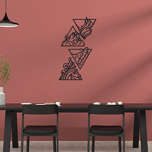 Putuo Decor Nature 4 Elements Metal Wall Art Decor, 4 Pieces Triangle Metal Wall Sculptures For Living Room Office Indoor & Outdoor Decorations #TOP4