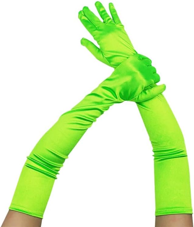 Miniatura 2 de Guantes largos de fiesta de ópera de los años 20, guantes de satén hasta el codo, tela elástica de satén cómoda para disfraces de novia, boda,