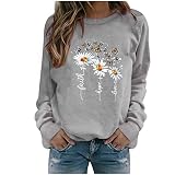 Womens Long Sleeve Layering Shirt Winter Womens Casual Tops Ladies Sunflower Print Sweatshirt Blouse