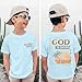 KEEVICI Boys God is Good Shirt Christian Faith Shirts for Kids Jesus Beach Palm Tree Hawaiian Tshirt Graphic Tees Cotton Tops(Light Blue,150)