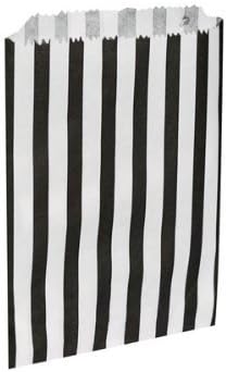 The Paper Bag Company Candy Stripe Paper Bags, 5 x 7 Inches - Black, Pack of 100