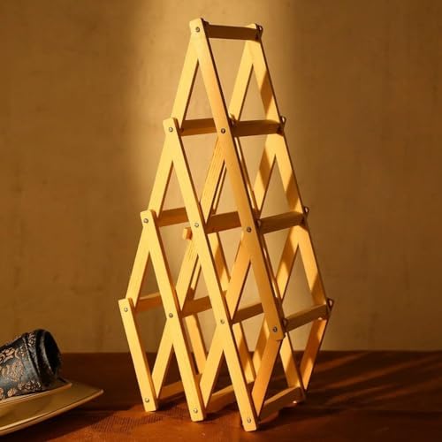 حامل زجاجات مصنوع من الخشب من اريكسول يكفي 6 زجاجات، منظم قابل للطي مناسب لزجاجات زيت المطبخ والصلصات والماء بلمسة نهائية أنيقة للمنازل العصرية