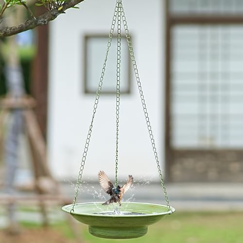 Houyang BIRDBATHS230067 30 Inch H*12.4 Inch W Solar Fountain Hanging Bird Bath thumb #3