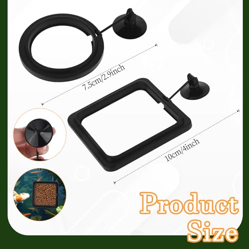 2 Pcs Futterautomat, Schwimmpflanzen Aquarium Futterring mit Saugnäpfen Schwimmende Pflanzenringe Wasserwechsel-Fischfutterspender Schwimmender Ring für Bettas, Goldfisch, Schildkröte (Schwarz)