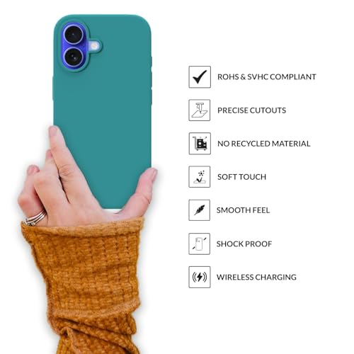 Image of SPRIG Compatible with iPhone 16 Premium SilkTone (Liquid Silicone) Back Cover Drop Tested Shock Proof Mobile Case for Men, Women, Boys and Girls with Camera Protection (Ocean Blue)