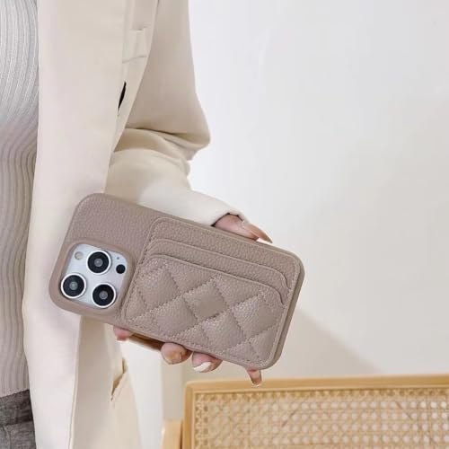 Étui en cuir iPhone 16E violet avec double porte-carte chic