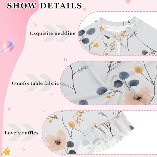 Image of Girls One Piece Swimsuits Long Sleeve Swimsuit Zipper Bathing Suits Swimwear