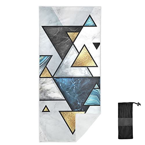 Yasala Sand Free Beach Towel Marble Geometric Triangle Oversize Soft Bath Towel Quick Dry Lightweight Hiking Camping Compact Towel 31" × 71" #TOP13