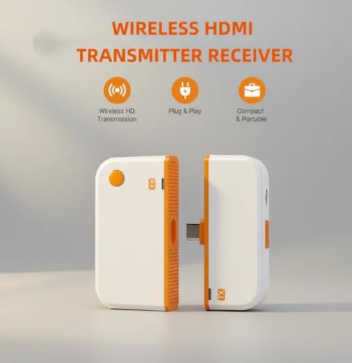 Image of Aeoss USB-C Wireless HDMI Transmitter and Receiver, 1080P @60Hz Output (4K Decode Input), 50M Range, Plug & Play Display Adapter with One-Click Disconnect for Phone, Laptop, MacBook, PC, Android