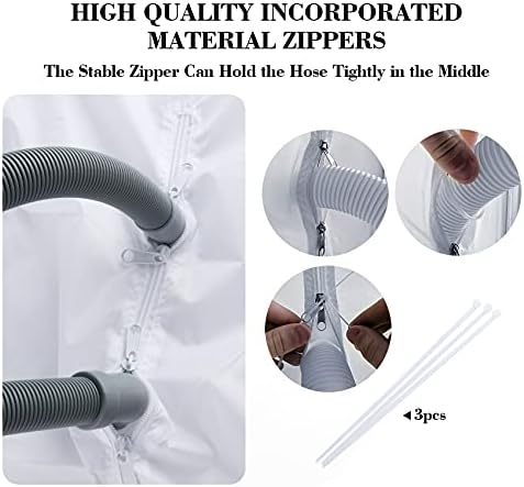 400CM Window Seal for Portable Air Conditioner Zipper Screen for Tumble Dryer and Mobile Air Conditioning Unit Hot Air Stop Air Exchange Guards with Zip and Adhesive Hook&Loop Tape