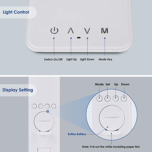 LED Desk Lamp Office,Desktop Lamp with Clock,Desk Light with Phone Holder,Study Lamp for Reading/Studying/Working,Eye-Caring,Battery Operated,3 Lighting Modes with 5 Brightness Levels, White - Image 7