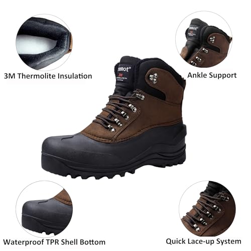 Image of riemot Men's Women's Winter Boots Waterproof Insulated Snow Shoes for Outdoor Walking Warm Lightweight Anti-Slip Ankle Boots