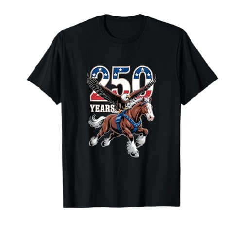 USA 250th Anniversary Bald Eagle & Clydesdale Horse T-Shirt