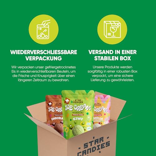 Star Candies Gefriergetrocknetes Kiwi-Eis | Gefriergetrocknete Süßigkeiten | Freeze Dried Candy | Weltraum- und Astronauten-Snack | Camping, Party Essen | Geburtstags- oder Party (150 g, 3er Pack)