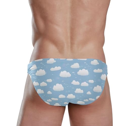 White Clouds Swim Briefs for Men Swimsuit Bikini Swimwear S A1122253