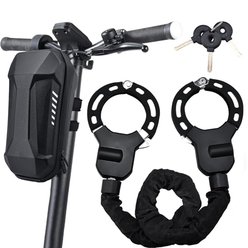 Schloss für e scooter,E scooter schloss mit tasche,Hochsicherheitsschloss mit Gummi-Lock-Hülse,handschellenschloss für Schloss E Scooter,Fahrrad & E-Bike,ideal für Scooter,Roller,Motorrad (Schwarz)