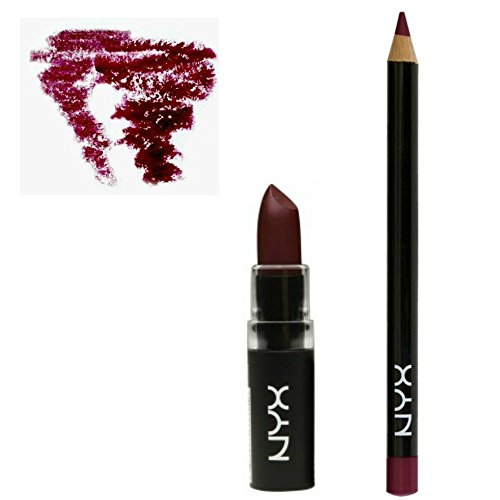 NYX Siren Lipstick and Plum Lip Pencil Liner (Bundle of 2 items) - Perfect Pairing Collection