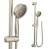 Moen Brushed Nickel High Single Function Pressure Handheld Showerhead with 69-Inch-Long Hose and 24-Inch Slide Bar, 3668EPBN