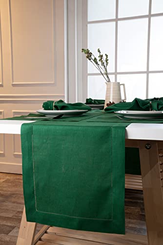 D'Moksha Homes Linen Forest Green Table Runner 183 CM Long - Image 2