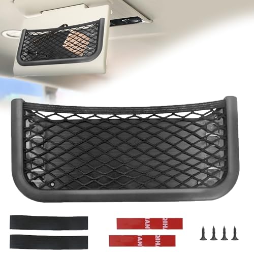 Red Bolso Coche Organizador Maletero - Bolsa de Malla para Maletero, Multifuncional Autoadhesivo Redes de Almacenamiento para Vehículos, Caravanas, Camiones y Barcos (26 x 12 cm, Negro)