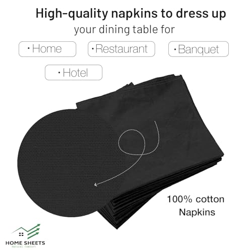 Image of 100% Cotton Dinner Napkins 12x12 Inch, Soft & Durable, Reusable Cloth Napkins for Dining, Events, and Everyday Use (Dark Grey, Set of 50 (12x12))