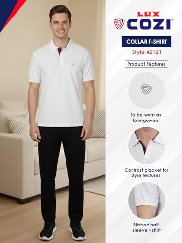 Image of Lux Cozi Men's Cotton Solid Polo Tshirt | Collar Tshirts | Half Sleeves | Stylish & Premium All Day Wear | Pack of 1