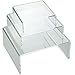 Huji Clear Medium Low Profile Set of 3 Acrylic Risers Display Stands (1 Set, Clear Acrylic Risers)