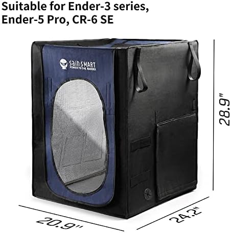 SainSmart Duża obudowa do drukarki 3D, 50 cm x 60 cm x 70 cm, pyłoszczelny namiot osłonowy, do Ender 3/5, CR-6 SE, z zapasowym uchwytem na żarnik, kieszeniami na narzędzia i szczelinami, stałą temperaturą i