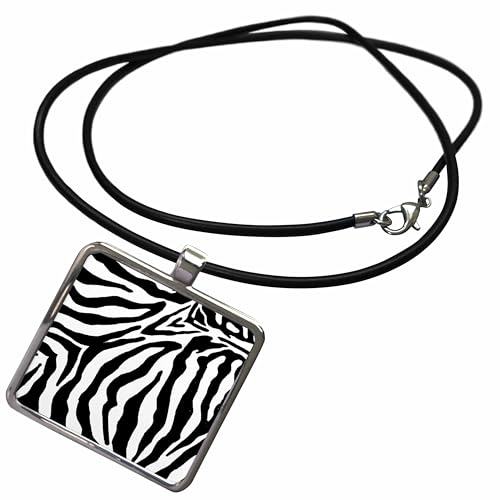 3dRose Patricia Sanders Creations - Black and White Zebra Print II - Necklace with Rectangle Pendant (ncl_25741)