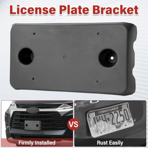 Image of License Plate Bracket Accessories for Chevrolet Chevy Blazer 2019 2020 2021 2022(Not Fit RS), Front Bumper License Plate Holder Replacement Frame Black Mount