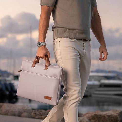 Image of Giordano Unisex 15 Inch Laptop Sleeve PU Bag for Professionals | Premium Leatherette | Water-Resistant & Padded Slim-Fit with Trolley Strap for Men & Women