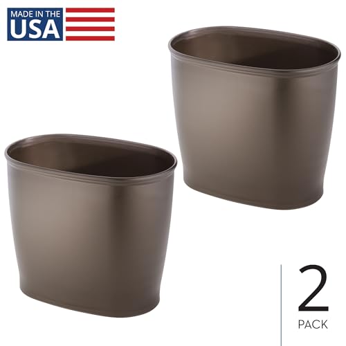 Image of iDesign Slim Plastic Bathroom Trash Can, 2-Pack, Bronze | Small Garbage Bin, For Bedroom, Office, Desk, Dorm