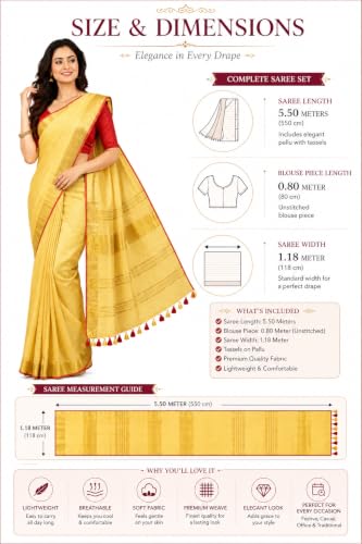 Image of HAIDER ALI AND SONS Grey Cotton Linen Saree for Women | Soft Linen Slub Blend Saree with Running Blouse Piece | Lightweight Handloom Style Saree | Office, Casual, Party & Festival Wear 