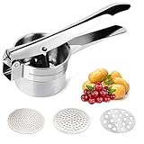 Food-Grade Stainless Steel Potato Ricer Masher, Baby Food Mill, Fruit and Vegetables Masher, Large...