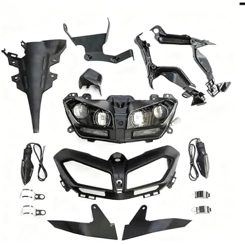 FZ09 / MT09 Headlight Assembly for Yamaha 2013-2016, LED Motorcycle Front Headlamp Replacement with Turn Signals - Black Housing & Clear Lens 2015 2014 FZ-09 MT-09 FZ9 MT 09 (black-1)
