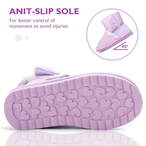 K KomForme Kids Snow Boots Little/Big Girls Glitter Winter Shoes Warm Fur Lined Outdoor4