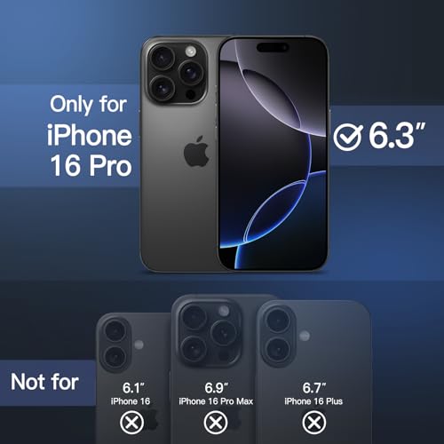 JETech Magnetic Case for iPhone 16 Pro 6.3-Inch with Camera Control Capture Button, Compatible with MagSafe, Translucent Matte Back Slim Shockproof Phone Cover (Black Titanium) | 6.3-Inch, Slim, Shockproof