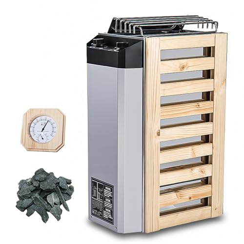 LADECNERHT Poêle De Sauna 3,6 KW, Poêle De Sauna électrique 220 V, Poêle De Sauna pour Bain De Vapeur, Température Réglable Surface Max. 3,1 à 5,2 M², pour Usage Domestique, Hôtel, Douche