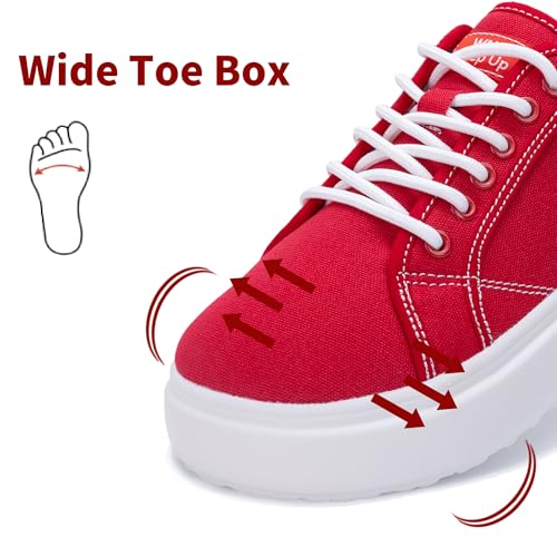 SURRAY Women's Wide Toe Box Canvas Sneakers Comfortable Slip On Walking Shoes for Women Casual Platform Fashion Sneaker US 6-112